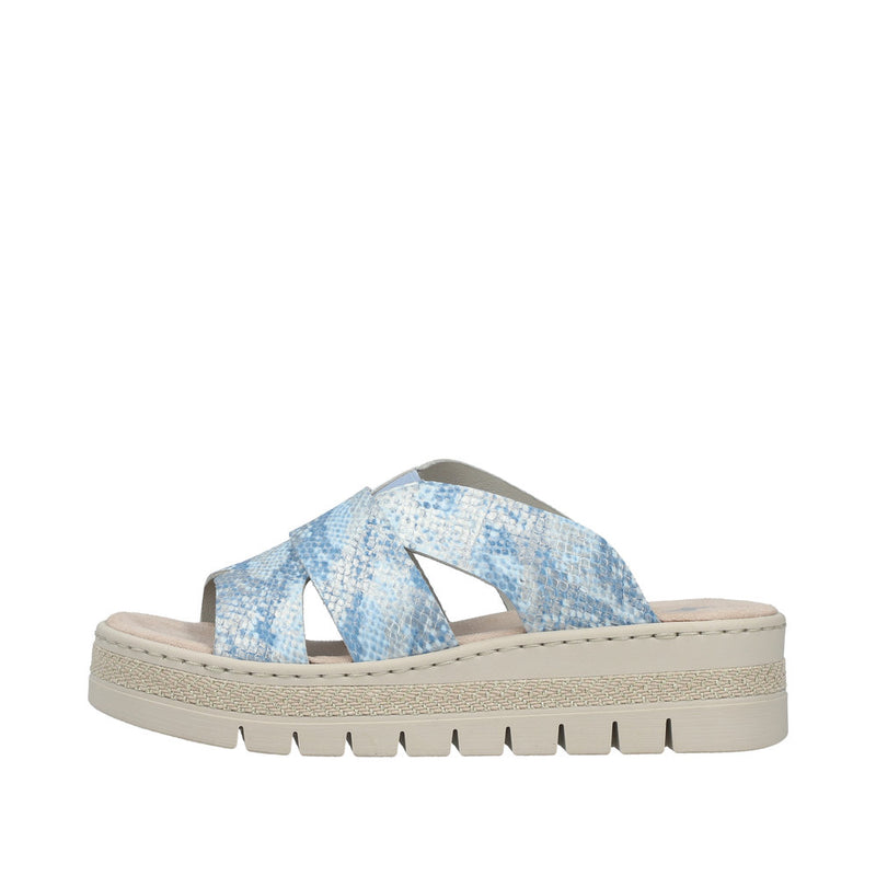 Womens Rieker V4989 Blue Wedge Sandal - Blue