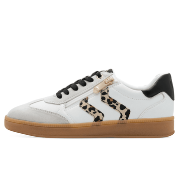 Womens Marco Tozzi 23739 White with Leopard Side Zip Gumsole Trainers - White Leopard