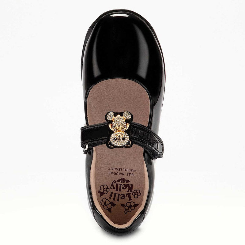 Lelli Kelly Girls Fuzzy - Black Patent School Shoes - Black