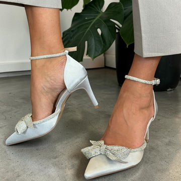 Womens Coco Ritz COCO1042 Stiletto Heels - Silver Satin