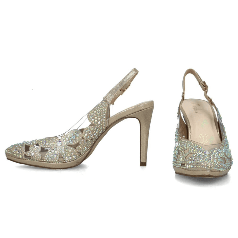 Womens Menbur 23640 Diamante Perspex Heels - Gold