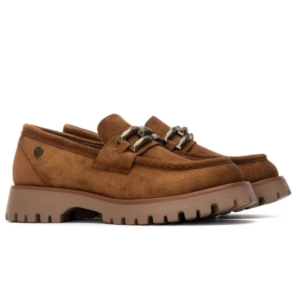 Womens Xti 144459 Camel Suede Chunky Loafers