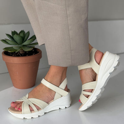 Womens Jose Saenz 5330 Wedge Sandal - Cream