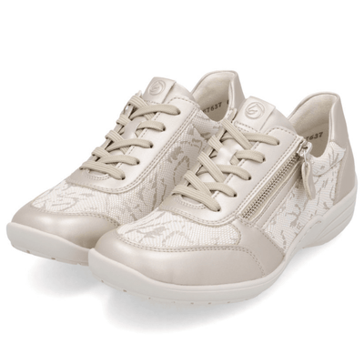 Womens Remonte R7637 Gold Print Stretch Side Zip Shoes - Gold
