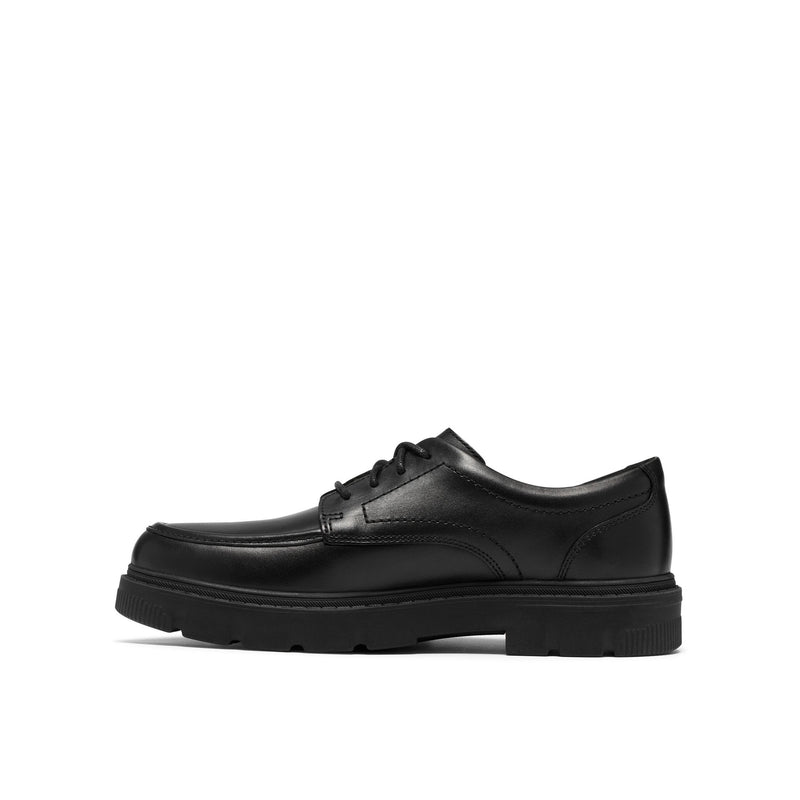 Boys Clarks Lorcam Lane Youth Black School Shoes - Black