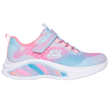 Girls Skechers Rainbow Cruisers Light Up Trainers - Light Blue Multi