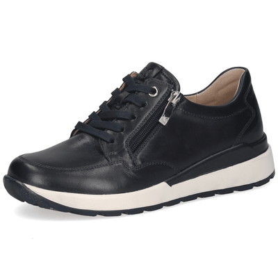 Womens Caprice 23738 Navy Soft Leather Trainers - Ocean Nappa