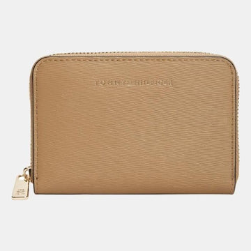 Womens Tommy Hilfiger Safari Canvas Beige Modern Compact Zip Around Purse - Beige
