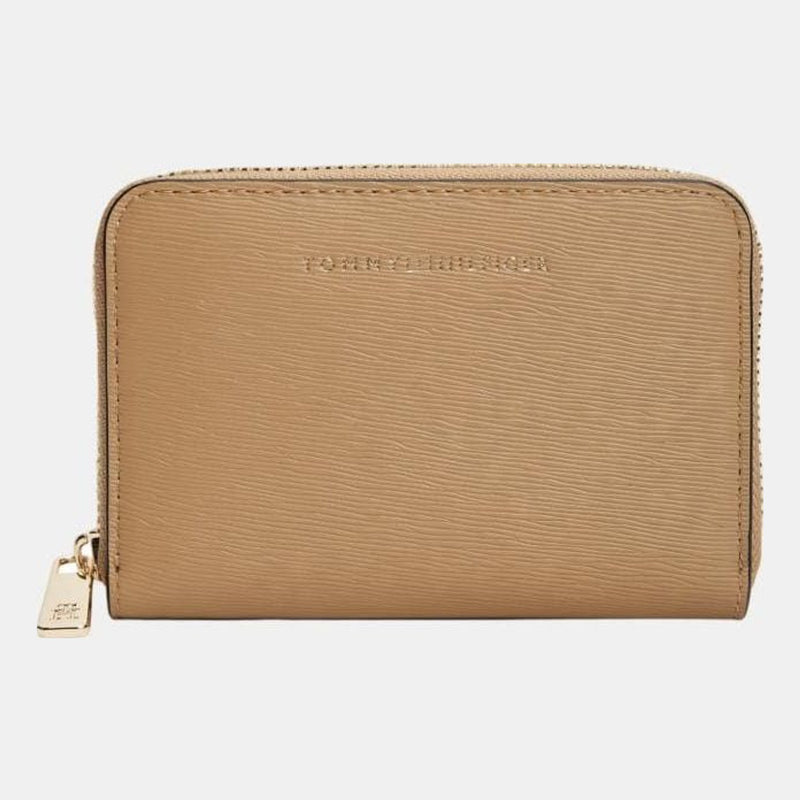 Womens Tommy Hilfiger Safari Canvas Beige Modern Compact Zip Around Purse - Beige