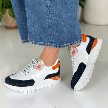 Womens Jose Saenz 2287 White Navy & Orange Trainers - White Navy & Orange