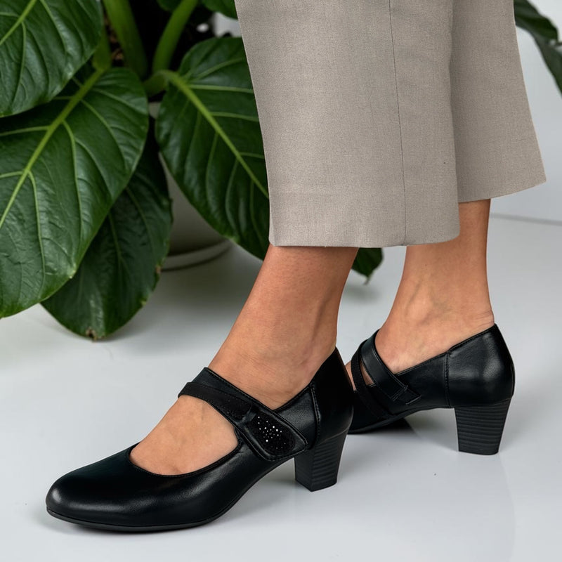 Womens Jana 24465 Black Mary Jane Heels - Black