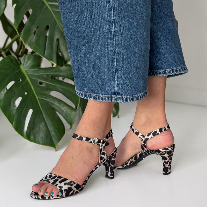 Womens Tamaris 28028 Leopard Print Heeled Sandals - Leopard