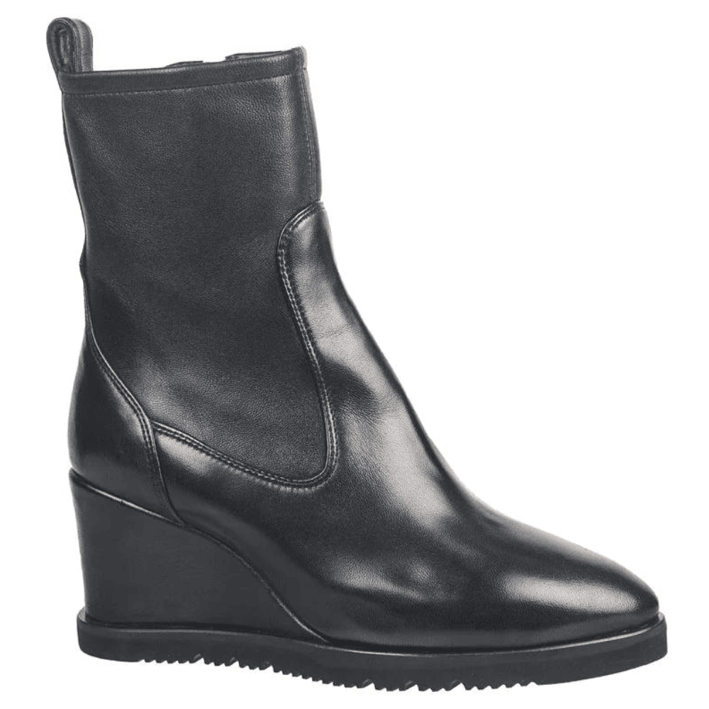 Womens Unisa Uday Leather Wedge Ankle Boot - Black