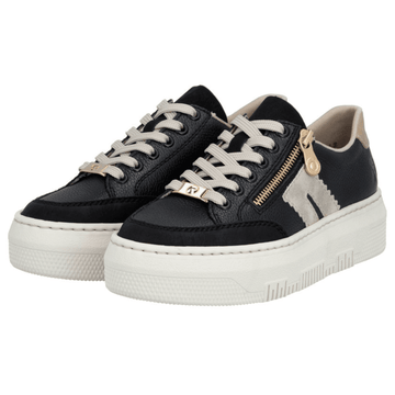 Womens Rieker M1912 Side Zip Platform Trainers - Black