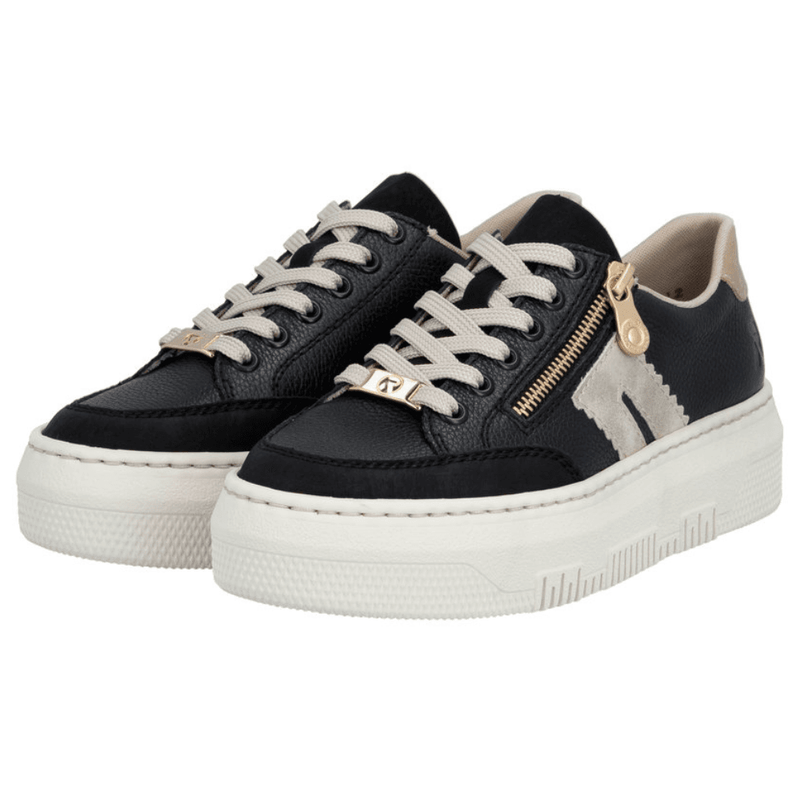 Womens Rieker M1912 Side Zip Platform Trainers - Black