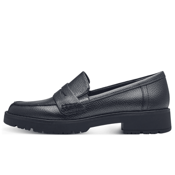 Womens Jana 24678 Steel Grey Metallic Chunky Loafers - Steel Metallic