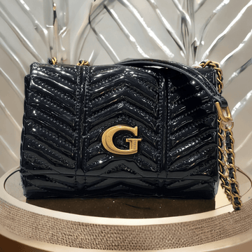 Guess Lovide Mini Black Patent Crossbody Bag - Black Patent