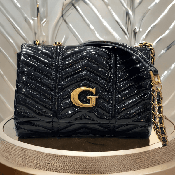 Guess Lovide Mini Black Patent Crossbody Bag - Black Patent