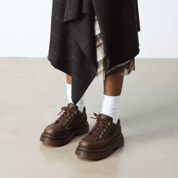 Womens Dr Martens Buzz 5 Eyelet Grizzly Leather Shoes - Dark Brown - Brown