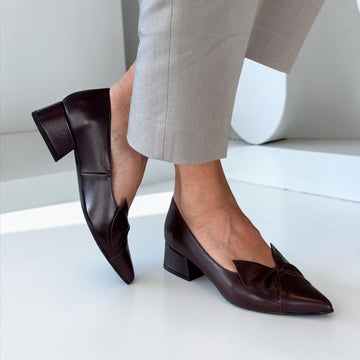 Womens Emis 8550 Burgundy Leather Court Shoes - Burgundy
