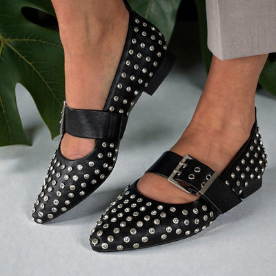 Womens Xti 144264 Diamante Embellished Flat Pumps - Black