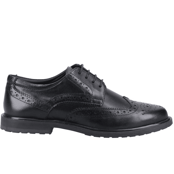 Girls Hush Puppies Verity Brogue School Shoe - Black Leather