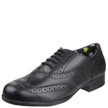 Girls Hush Puppies Kada Black Junior School Shoes - Black