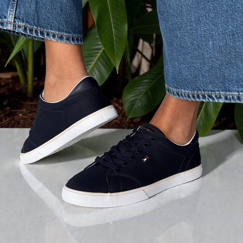 Womens Tommy Hilfiger Space Blue Low Profile Canvas Trainers - Space Blue