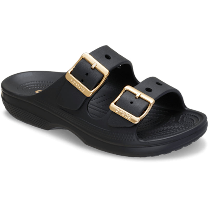 Womens Crocs 213316 Buckle Saturday Metallic Sandals - Black