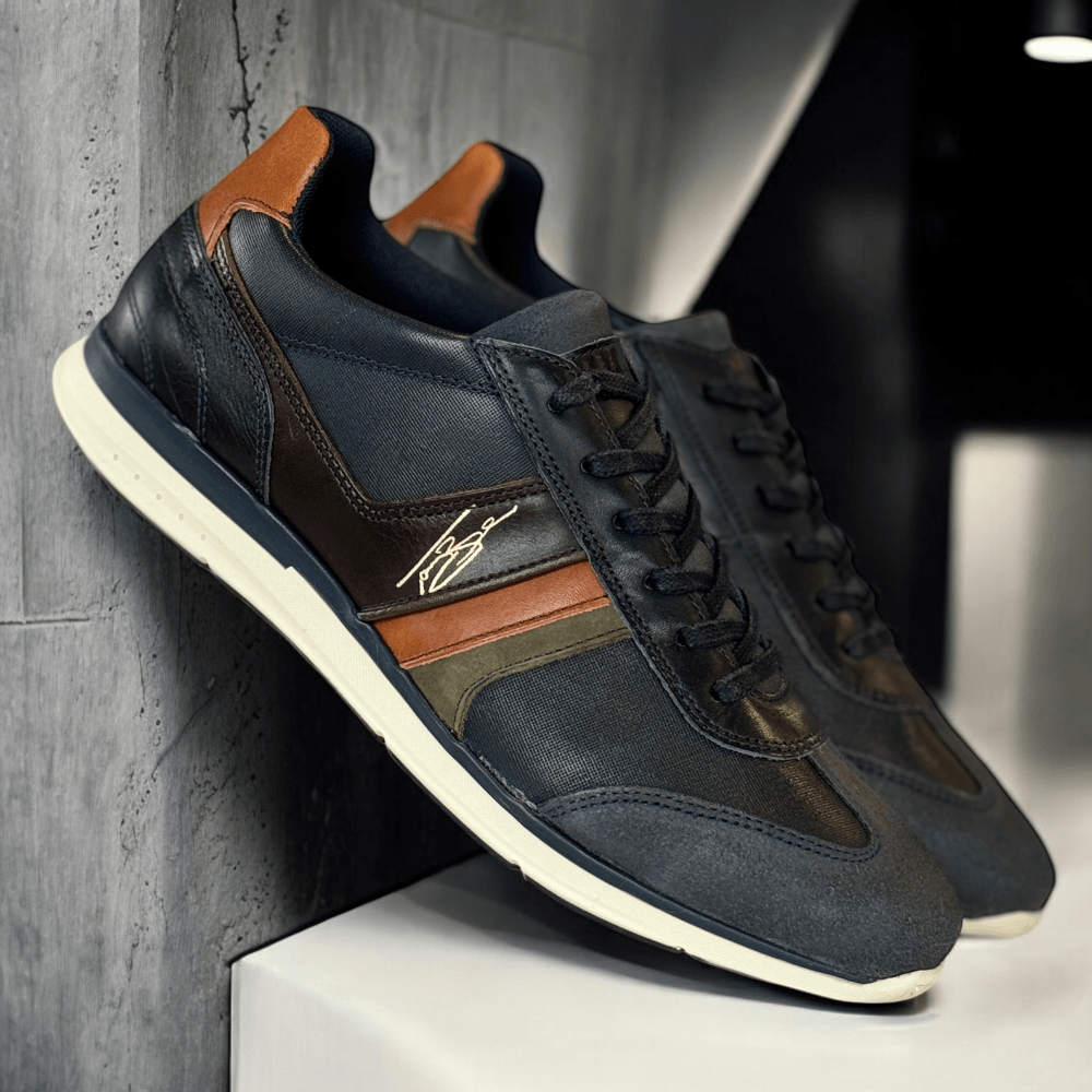 Mens Lloyd and Pryce Gallo Navy Leather Trainers
