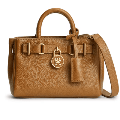 Womens Tommy Hilfiger The American Icon Leather Tote Bag - Cognac