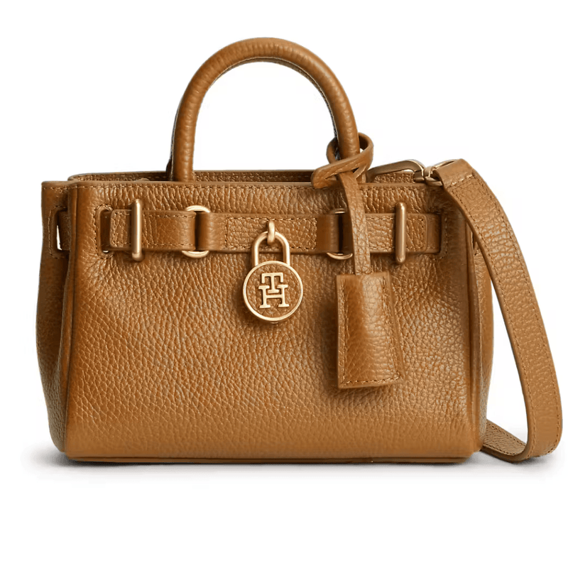 Womens Tommy Hilfiger The American Icon Leather Tote Bag - Cognac