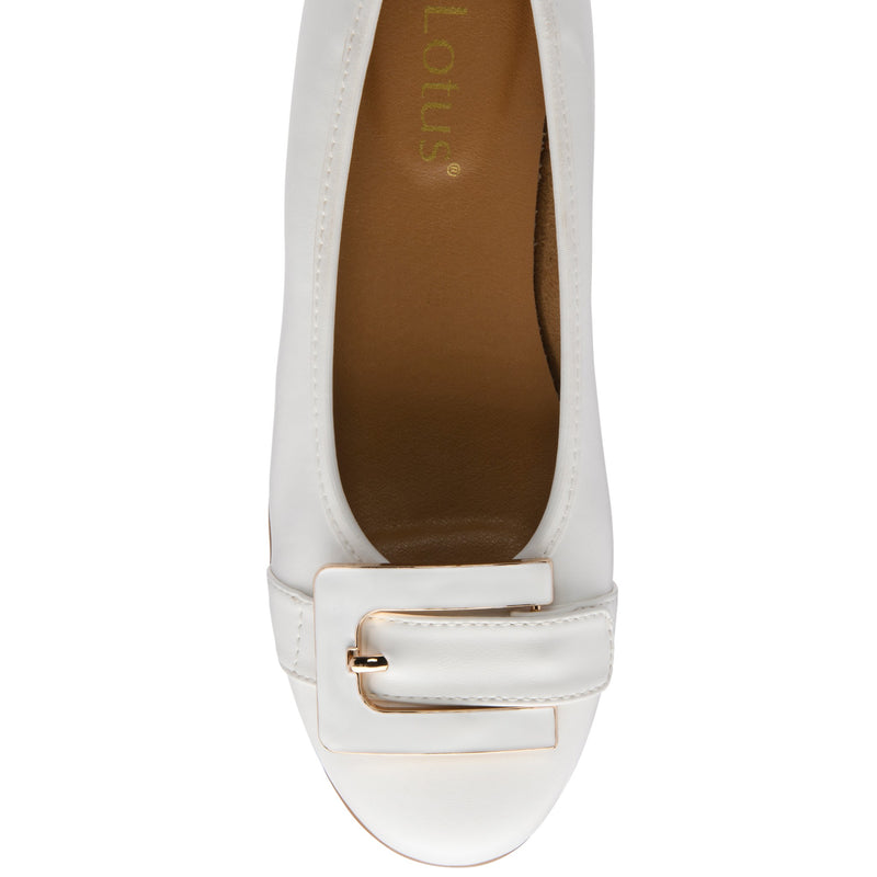 Womens Lotus ULS649 White Tandy Flat Pump - White