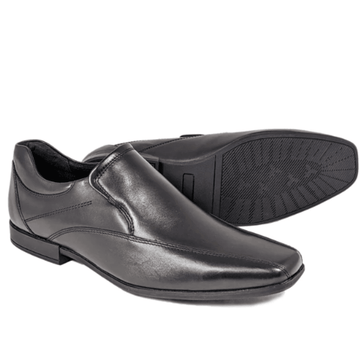 Boys AV8 Keller Black Slip On Shoes - Black Leather