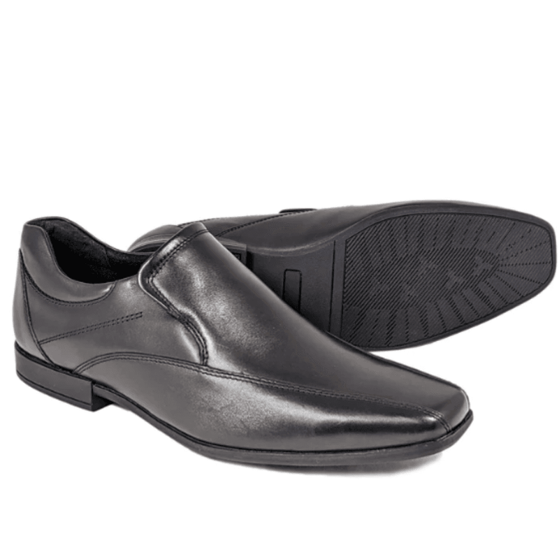 Boys AV8 Keller Black Slip On Shoes - Black Leather