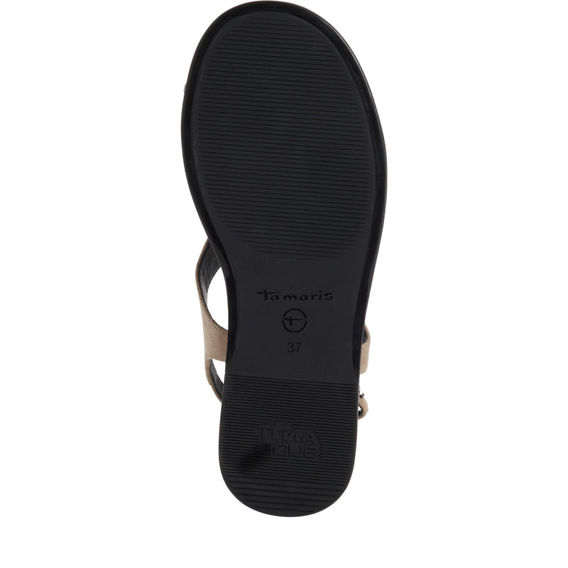Womens Tamaris 28142 Taupe Buckle Closed Sandals - Taupe