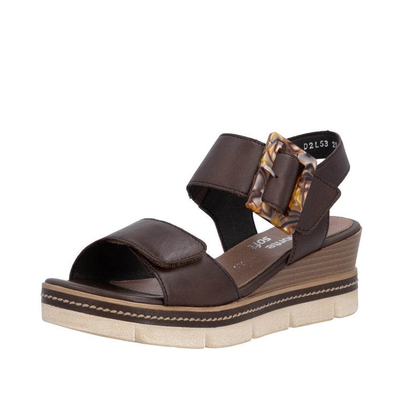 Womens Remonte D2L53 Brown Wedge Sandal - Brown