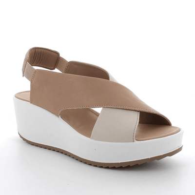 Womens Igi & Co Wedge Crossover Sandals - Beige Gold