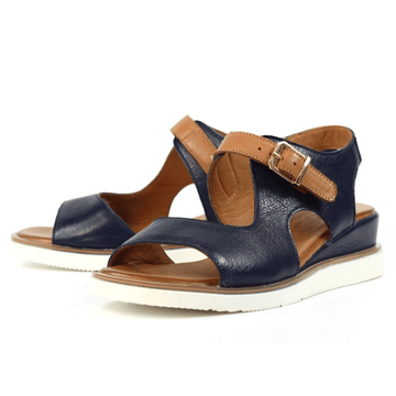 Womens Lunar Spring Navy Asymmetric Cut Leather Sandals - Navy