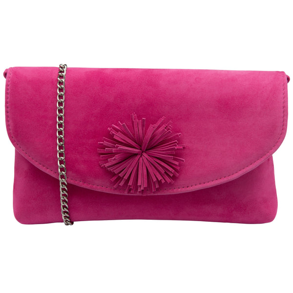 Womens Lotus ULG103 Pink Suede Clutch Rose Bag - Pink