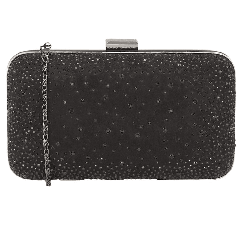 Lotus Ladies Lule Black Diamante Box Clutch Bag - Black