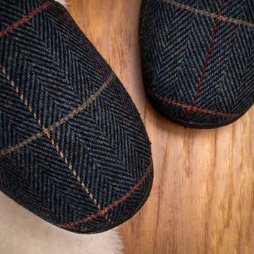 Mens Lazy Dogz Harrison II Tweed Slippers - Navy