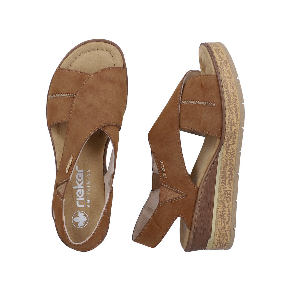 Womens Rieker 63782 Brown Wedge Sandal | Millars Shoe Store
