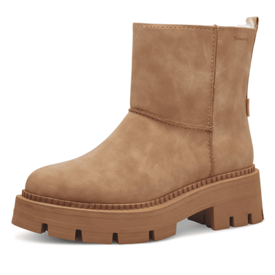 Womens Tamaris 26439 Camel Lined Chunky Ankle Boots - Camel