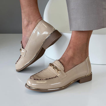 Womens Lunar Mylee Patent Loafer - Beige