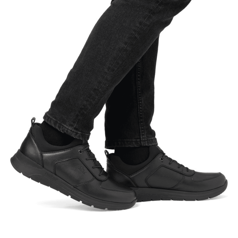 Mens Rieker 39653 Stretch Elastic Lace Trainers - Black