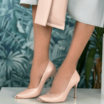 Womens Emis S8010 Pink Pearlescent Gold Court Heels - Pink