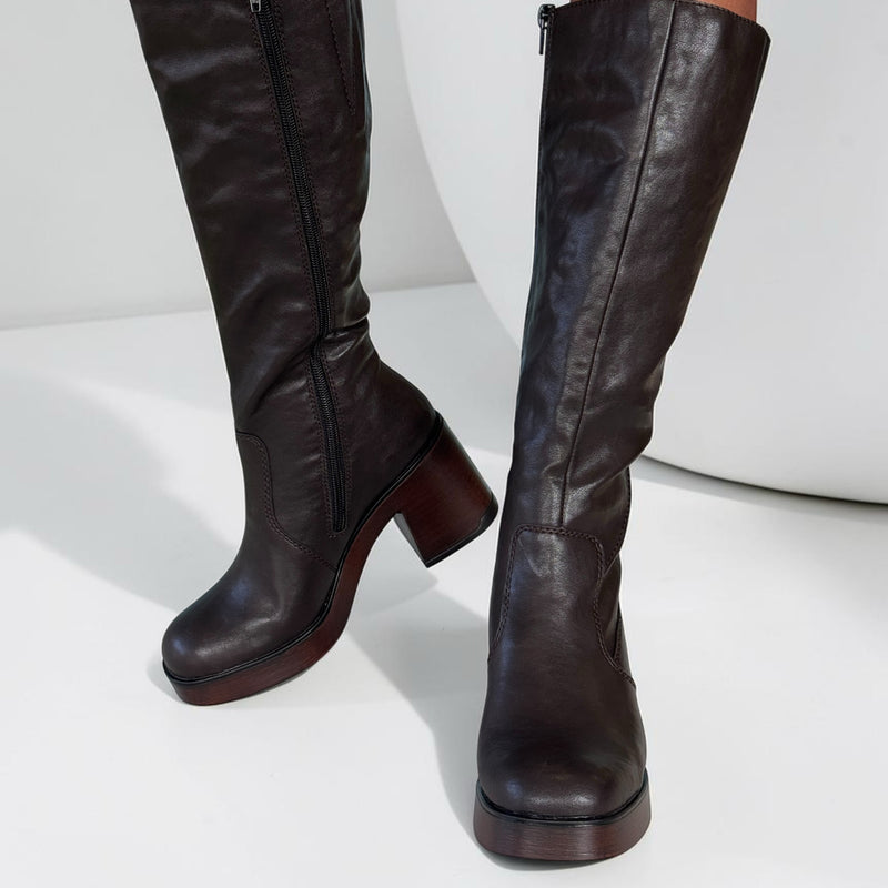 Womens Rieker 58090 Nougat Long Boots - Nougat