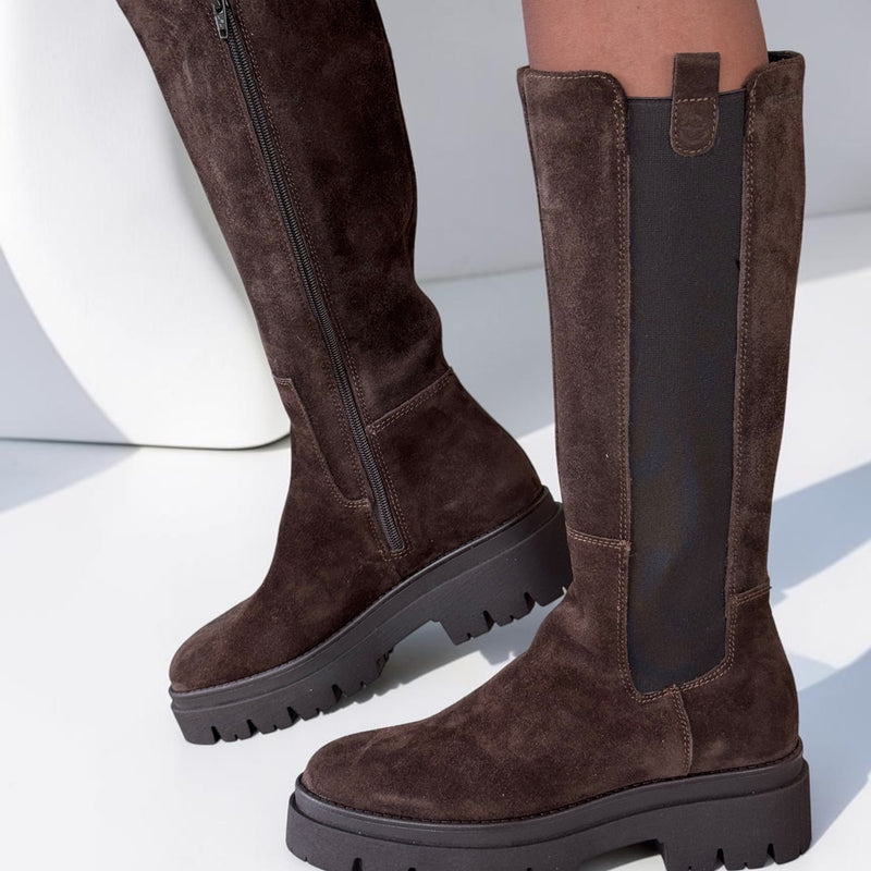 Womens Tamaris 25608 Long Boots - Mocca Suede