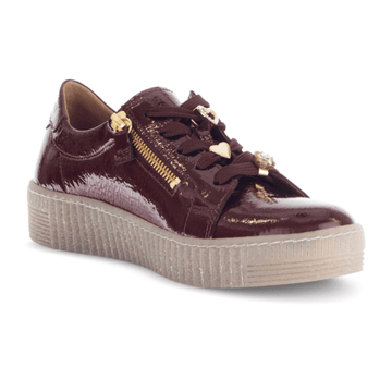 Womens Gabor 73.339 Burgundy Patent Double Zip Trainers - Burgundy